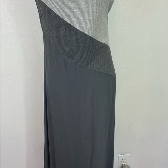Soft Surroundings Flatter Me Asymmetric Colorblock Flowy Maxi Dress L Grey - Picture 4 of 8